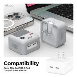 elago W5 Premium Silicone Cover Compatible with 35W Dual USB-C Port Compact Power Adapter, Scratch Resistant, High Protection with Precise Cut-Out [35W Dual Adapter Not Included] [Light Grey]