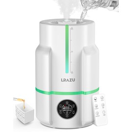LRAZU 6L Humidifiers for Bedroom, Humidifiers for Home Large Room, Cool Mist Humidfiers for Baby and Plant with Timer, Top-Fill Design, Essential Oil Diffuser, Remote Control, 50H Runtime, White