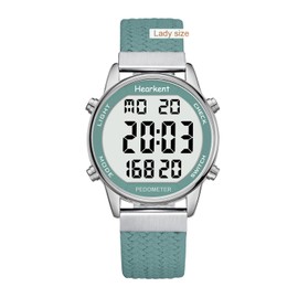 Hearkent Womens Pedometer Watch-Step Tracker Watch with Calories Counter-Non Bluetooth Pedometer Watches-LCD Large Numbers-30M Waterproof Watch-Wrist Watch Step Counter for Walking(Green)