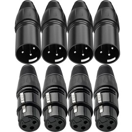GQunit 8PCS 3 Pin XLR Solder Connector, 4 Male and 4 Female XLR Mic Snake Plug, Solder Connector,Microphone Audio Socket for High Conductivity and Ultra-low Noise
