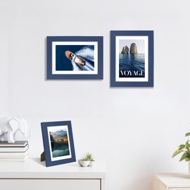 SZYUU 5x7 Picture Frame Set of 4, High Definition Real Glass, Display Pictures 4x6 with Mat or 5x7 Without Mat, Gallery Wall Hanging or Tabletop Photo Frames, Blue