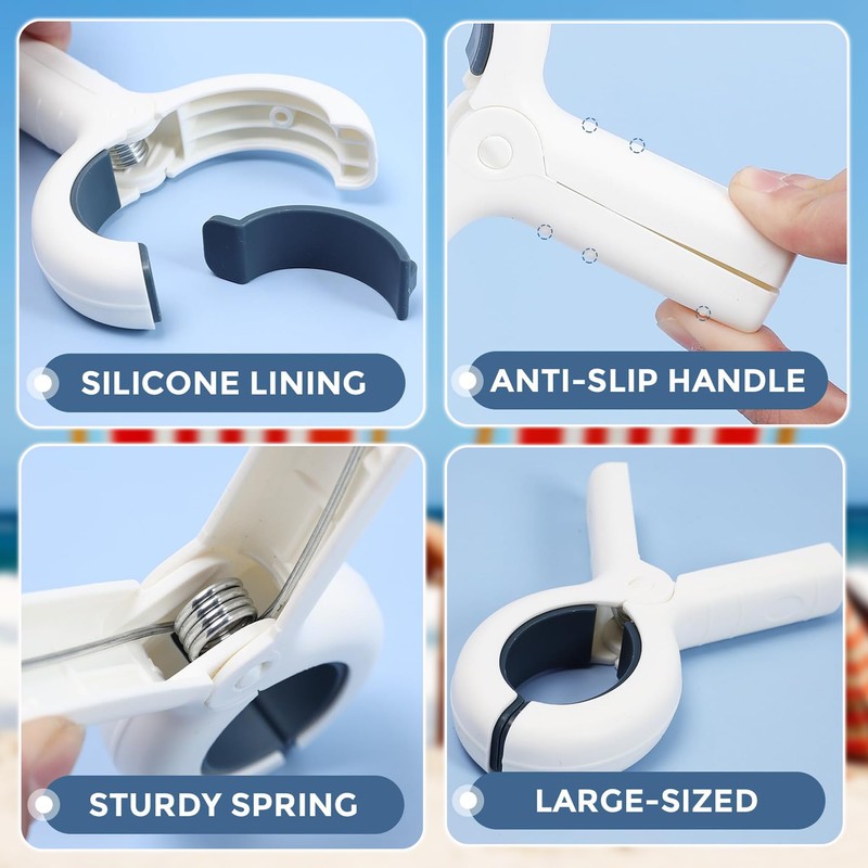 Pack of 6 Large Towel Clips for Beach Loungers, Alluring