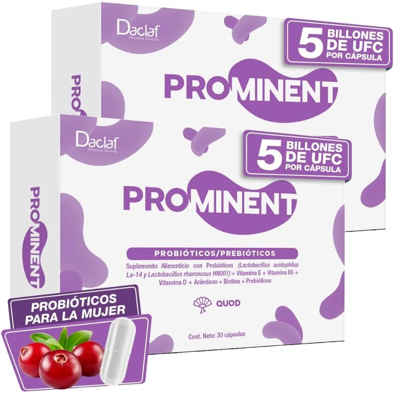 PROMINENT QUOD Probióticos Prebióticos con Vitaminas para Mujer Microbiota Absorción