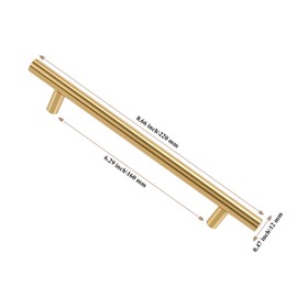 JIAYUET 15 Pack 160mm Gold Cabinet T Bar Handles, Stainless Steel Cupboard Handles Door Pulls for Cabinet Wardrobe Bathroom
