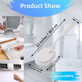 Long Handle Sponge Scrub Bathroom Brush, Sponge Cleaning Brush with Handle Large Wall Scrubber Shower Long Handle Brush for Dishwasher, Kitchen, Toilet, Bathroom Cleaning Tools Accessories