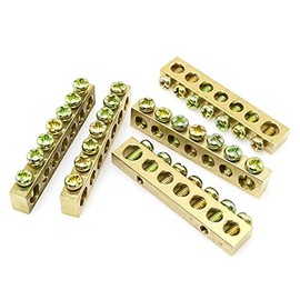 RLECS 5pcs Electrical Wire Screw Terminal Ground Brass Grounding Bars 7 Positions Terminal Ground Bar, Yellow