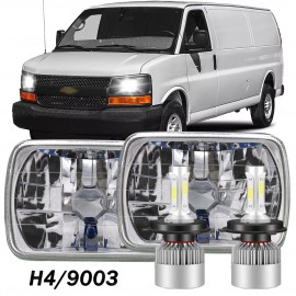 Unbranded Pair For Chevy Express Cargo Van 1500 2500 3500 7x6 5x7 LED Headlights Hi/Lo DRL