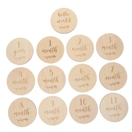 BESPORTBLE 13Pcs Monthly Wooden Growth Cards Natural Engraved Milestone Announcement Set Photo Props for Newborns and Showers Smooth Safe Design for Social Media Keepsakes