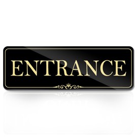 9x3 Inch Entrance Sign Acrylic Self-stick Door Wall Signage for Business Office Stores House (Royal Black)