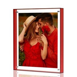 MFoffice 8.5x11 Picture Frame, Stunning Color Acrylic Photo Frame, Use as 8.5x11, 8x10, 8x8, 6x8 Picture Frame and Acrylic Tray, Horizontal and Vertical Formats for Tabletop Display, Red, 1Pack