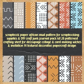 scrapbook paper african mud pattern for scrapbooking supplies & DIY craft junk journal pack kit 28 patterned crafting sheet for decoupage collage & ... 14 textured decorative papercraft design