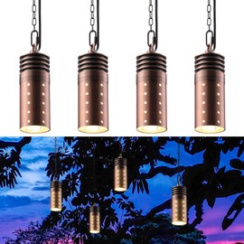 LEONLITE Low Voltage Hanging Lights Outdoor, LED Landscape Pendant Lights, UL Listed, 12V Hanging Tree Light for Gazebo, Pergola, Garden, Aluminum, IP65, 2700K Soft White, Red Bronze, Pack of 4