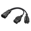 JORINDO 0.32M/1FT C14 to C19+5-15R Y Splitter Power Plug Cord，C14