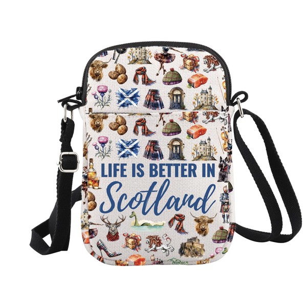 WCGXKO Scotland Souvenir Travel Gift Scotland Crossbody Bag Life Is