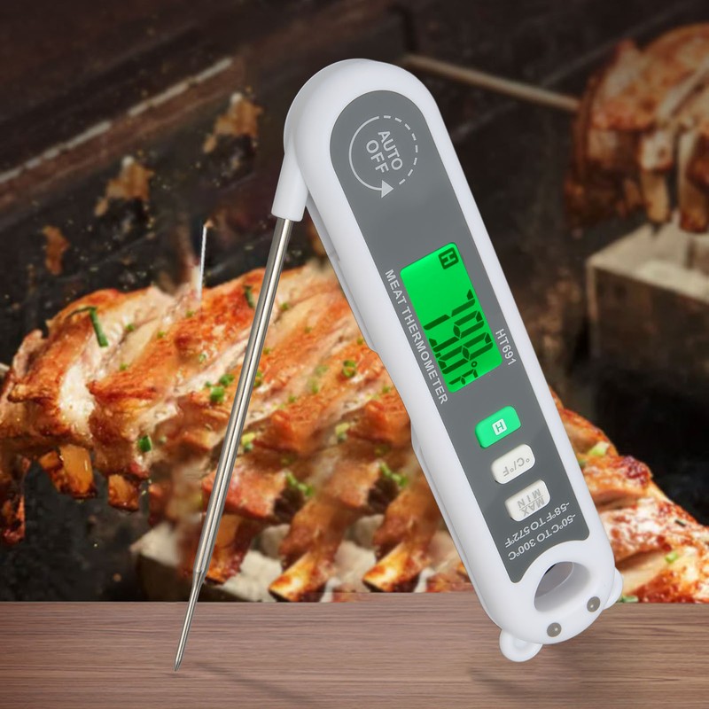 Probe Meat Thermometer Waterproof LCD Digital Folding Food Temperature Gauge