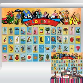 Mexican Bingo Party Decorations Backdrop Mexican Bingo Game Background for Photo Studio Vintage Style Party Supplies for Adults 7x5 ft 63