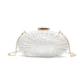 BCVWQXA Women Marble Acrylic Evening Bag Elegant Shell Shaped Acrylic Clutch Bag for Wedding Prom Party, White