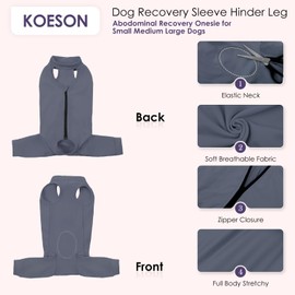 KOESON Dog Recovery Suit Hind Leg, Recovery Sleeve for Female Male Dogs, Pet Leg Sleeve to Stop Licking, Pet Rear Leg Wound Cover, Dog Spay Onesie for Wound Heal Care