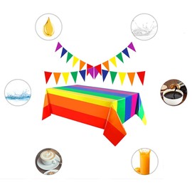 Wanfoou 2 Pack Rainbow Table Cloth, Disposable Plastic Rectangular Table Covers, Colorful Table Cloth for Party Decorations, Table Cloths Rectangular for Birthday and Wedding Party Decoration