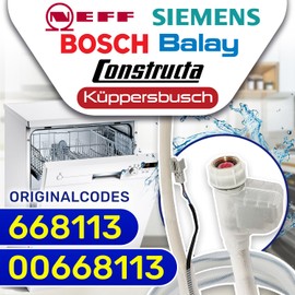 Aquastop Hose Dishwasher with Original Code 00668113 668113 for Siemens for Bosch for Balay for Constructa for Neff for Küppersbusch Dishwasher - Warranty 10 Years MONTERAL