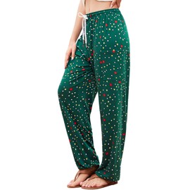 QIANXIZHAN Women's Harem Pants, Hippie Palazzo Pants Boho Joggers Yoga Clothes with Pockets Greenstar L