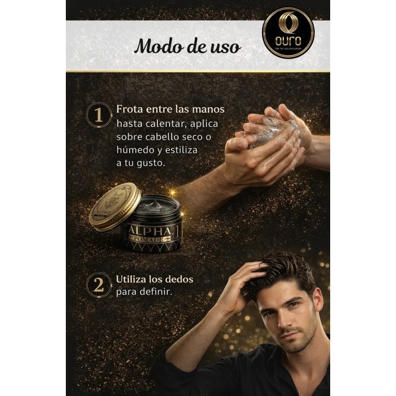 Pomada Modeladora Cabello Barba Ouro® Barber Alpha Pomade