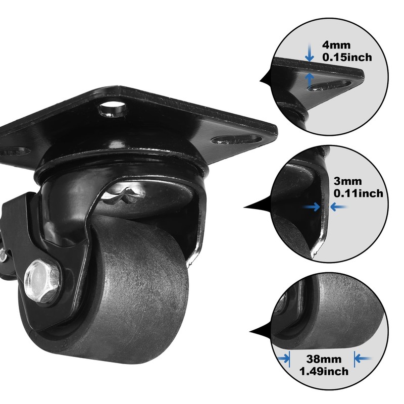 W B D WEIBIDA 2-inch Plate Swivel Caster Wheels Set