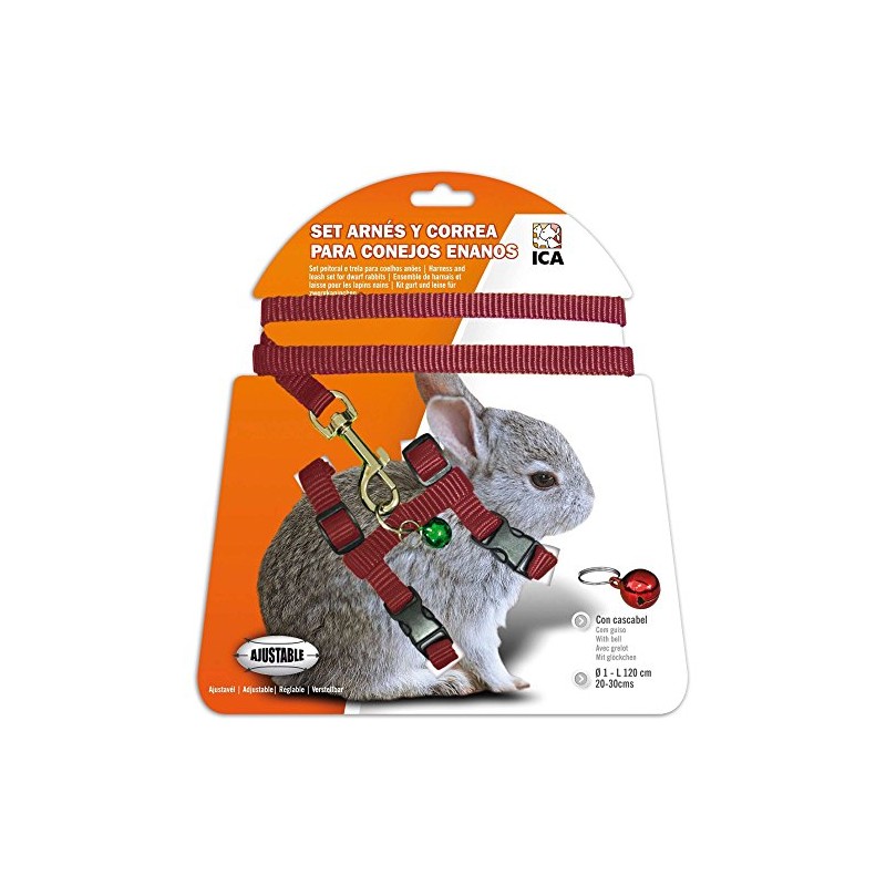 ICA DA1020 Dwarf Bunny Harness and Strap Set Red