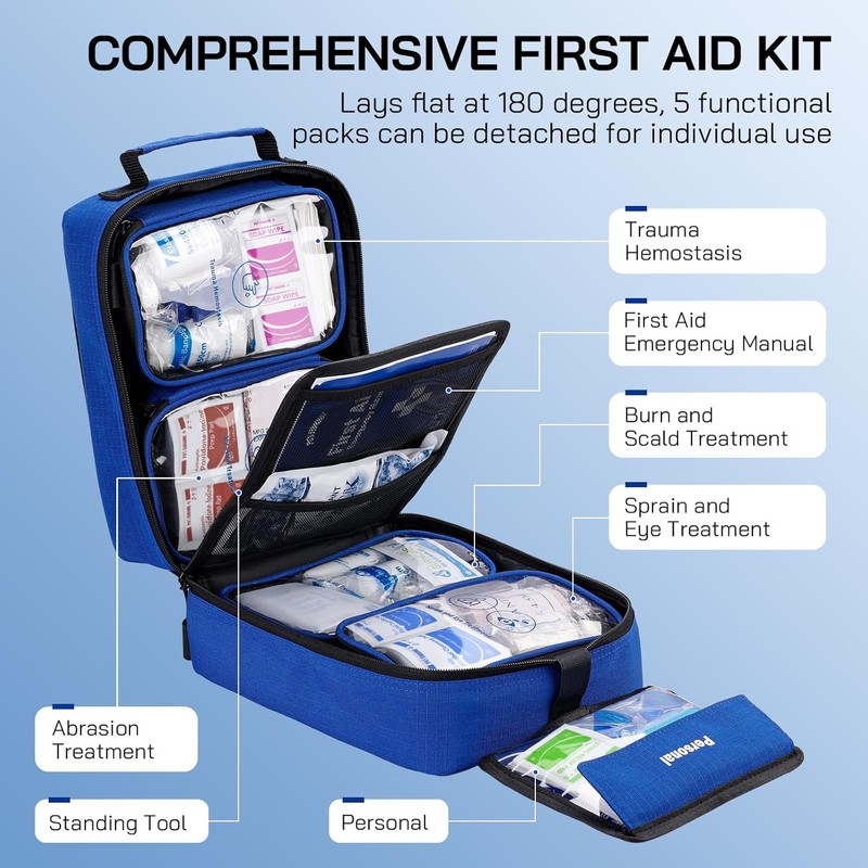 Professional 506 PCS First Aid Kit – 4-in-1 Detachable Emergency