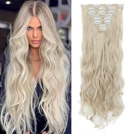 Tess Clip-In Extensions, Like Real Hairpieces, 8 Wefts, 18 Clips, Wavy Hairpieces