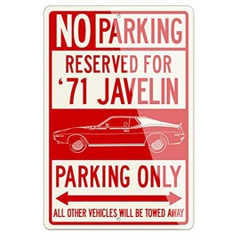 AMC AMX Javelin Coupe 1971 Reserved Parking Only Aluminum Sign - 12 by 18 inches (1, Large) - Great American Classic Car Gift
