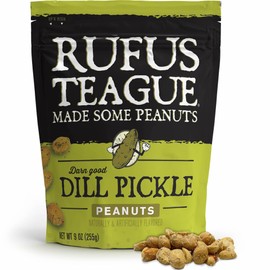 Rufus Teague Dill Pickle Peanuts – Bold, Tangy & Crunchy Honey Roasted Nuts with a Smoky Dill Kick, 9 oz Resealable Pouch, 1 Pack