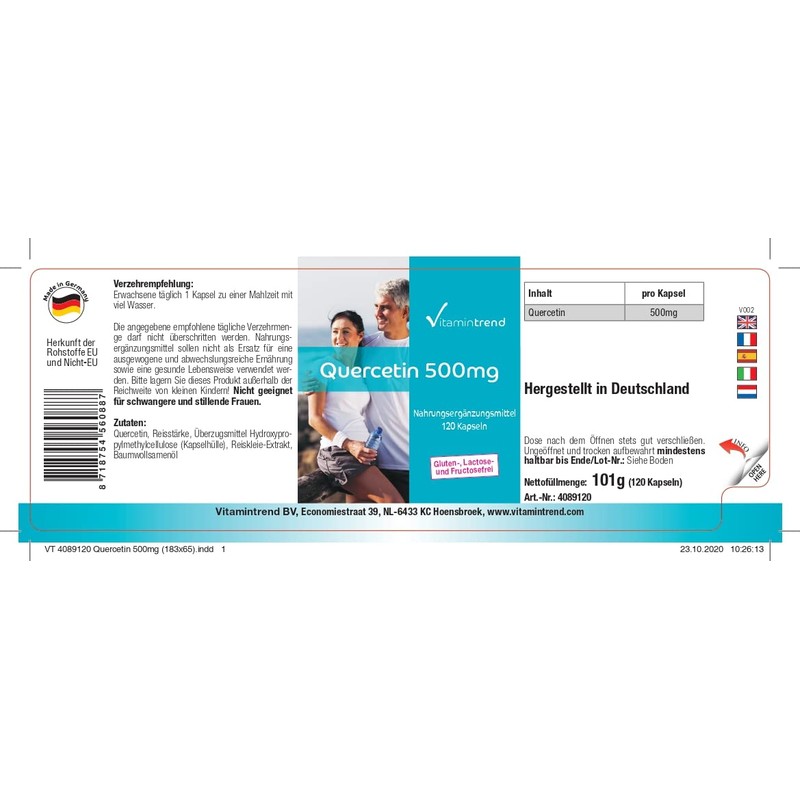 Quercetin 500 mg Capsules - High Dose - 120 Capsules
