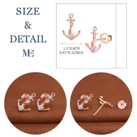 MicLee Stud Earrings 925 Sterling Silver Cubic Zirconia Women's Simple Anchor Heart Earrings with Gift Bag Super Christmas Gift, Silver