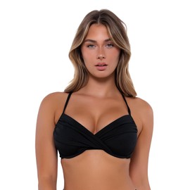 Sunsets Women's Crossroads Underwire Swimsuit Bikini Top with Unpadded Cups, Black, 32DD