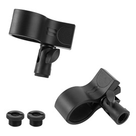 2pcs Large Microphone Clip, Adjustable Mic Clamp Holder for Microphones with Outer Diameter Range 1.26-2.36in with Screw Adapters for Wireless and Wired Mics(Black)