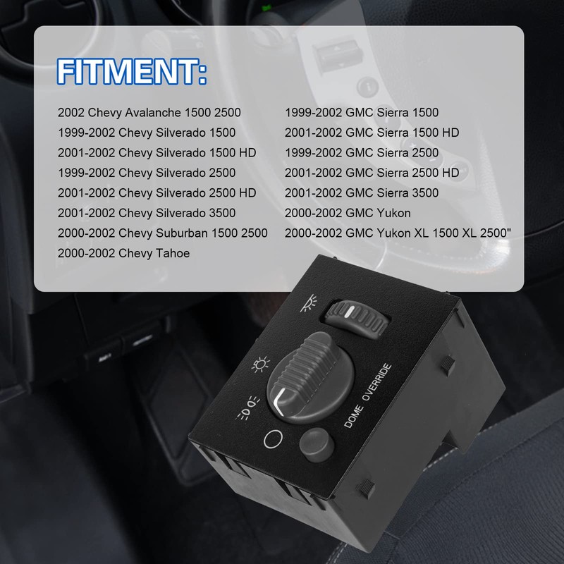 15755595 Headlight Switch Replacement for 1999-2002 Chevy Silverado Avalanche Suburban