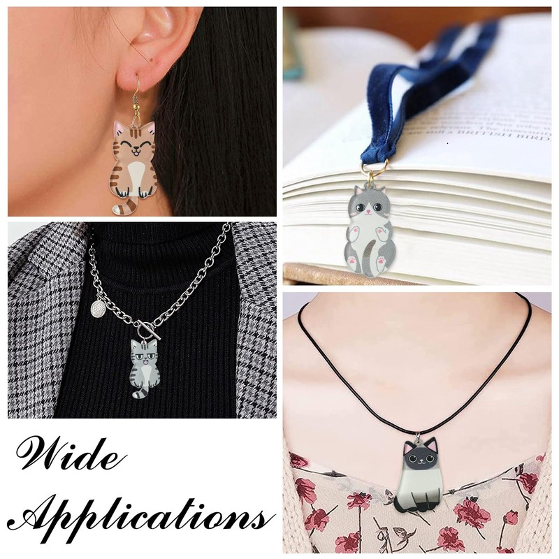 UR URLIFEHALL 30 Pcs 15 Styles Acrylic Cat Charms Cute