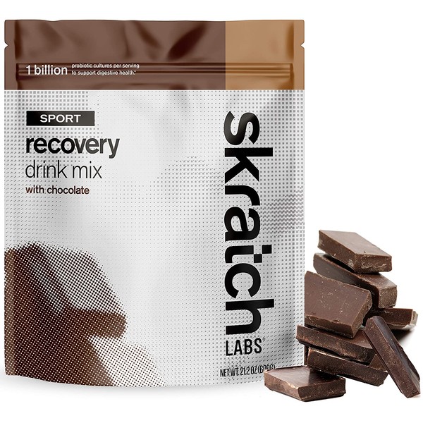 SKRATCH LABS Sport Recovery Drink Mix with Chocolate, (21.2 oz, 12 Servings) with Complete Milk Protein of Casein, Whey, Probiotics, Gluten Free, Kosher, Vegetarian