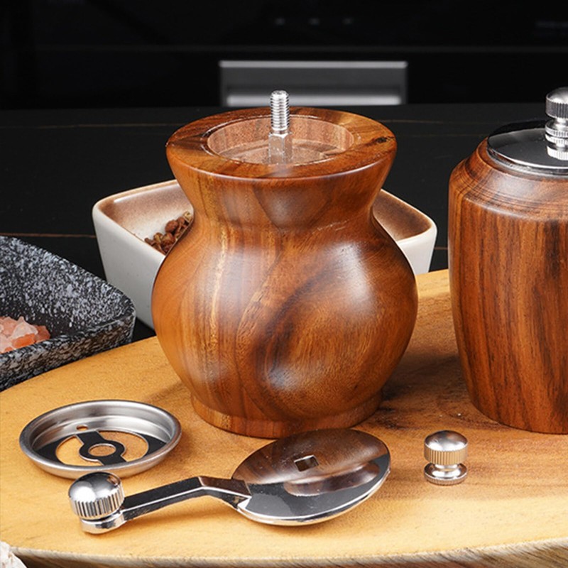 Felenny Manual Wooden Pepper Grinder Hand Crank Salt Mill with