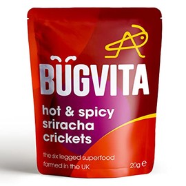 Hot and Spicy Sriracha Crickets | 20g | Farmed in the UK | Six-legged Superfood | Edible insects for human consumption