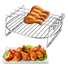 Rack for Air Fryer, Skewers Baking Tray for Stackable Airfryer 3.8 L Air Fryer Replacement BBQ Rack Double Layer