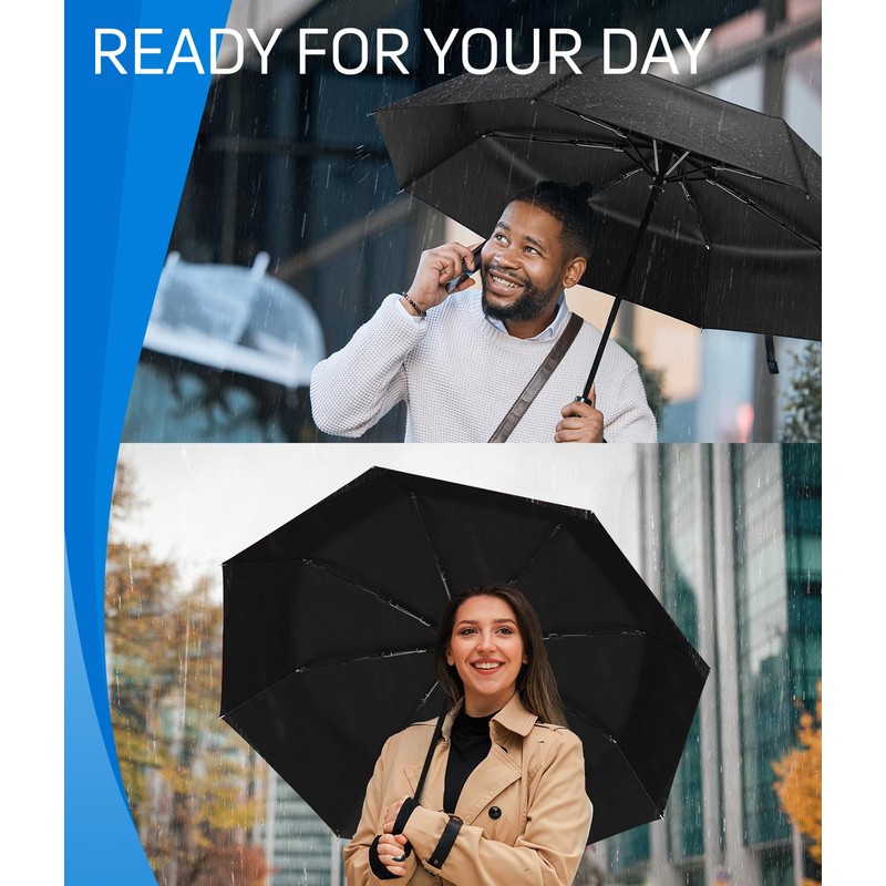 Rain-Mate Compact Travel Stick Umbrella - Pocket Portable Folding Windproof