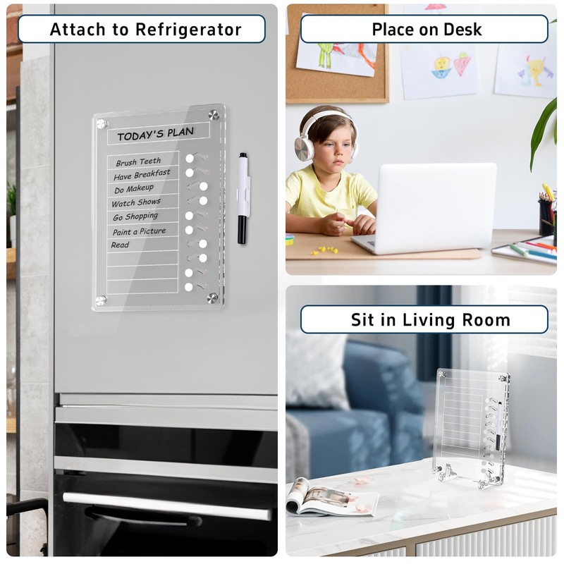 NiHome Acrylic Magnetic to Do List Planning Board with Sliders