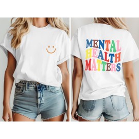 NEWKA Mental Health Awareness Shirt for Women Psychologist Tshirts Therapist Tee Top White