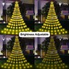 Christmas Solar Decorations Star Lights Outdoor, 11.48ft 350LED Waterfall Tree