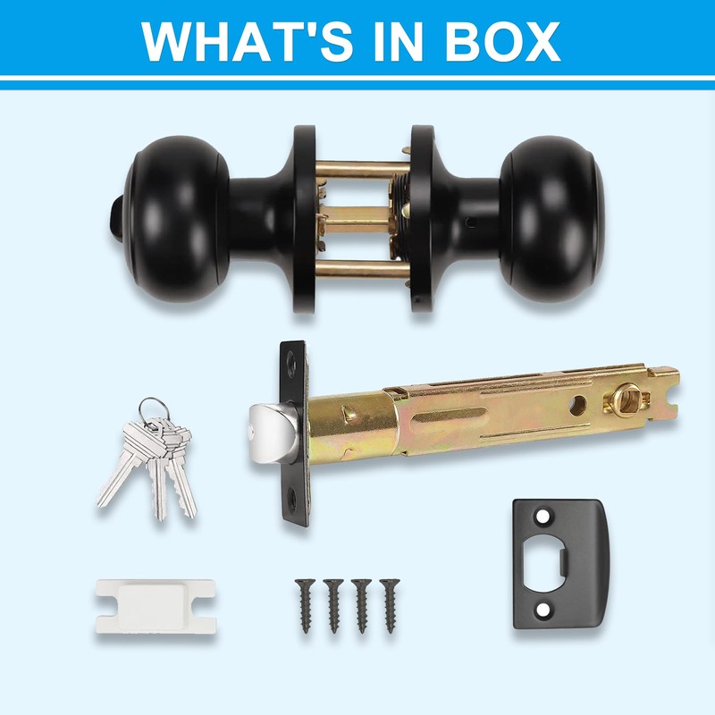 5" Backset Entry Door Latch with Keyed Diff. Knobset, 19/64"