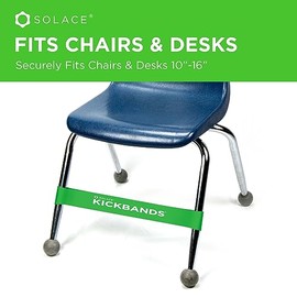 KICK BANDS - Bandas para silla para niños con pies inquietos, paquete de 3 – Bandas para aliviar el estrés y el TDAH para sillas de aula y escritorios – Banda sensorial Solace (verde)