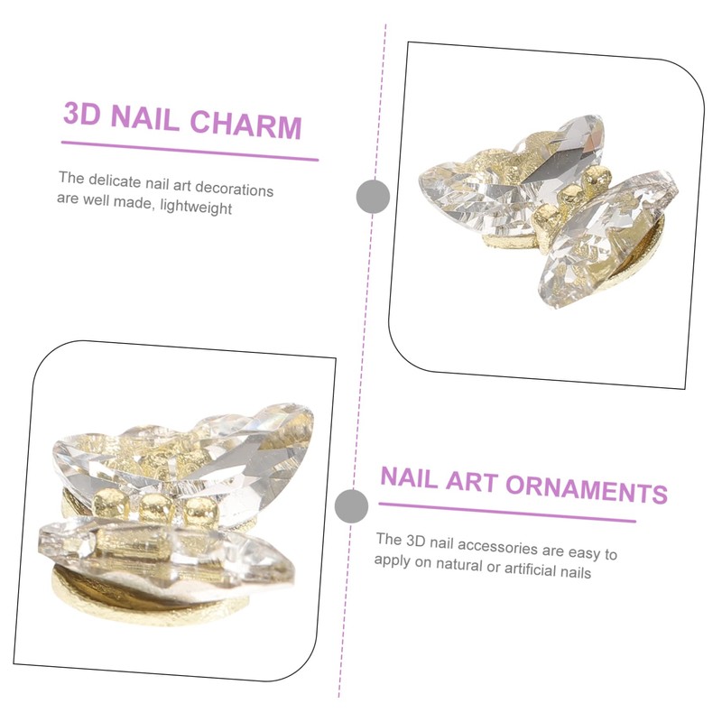 Baluue 10pcs 3D Butterfly Nail Charms Crystal Rhinestones Butterfly Nail