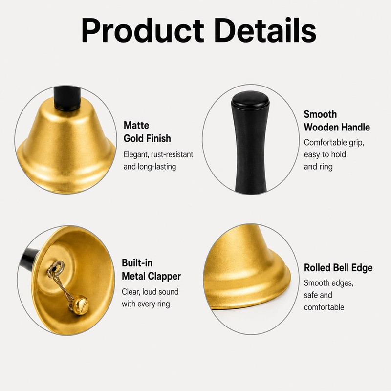 24 Pcs Metal Hand Bell Call Service Hand Bells for